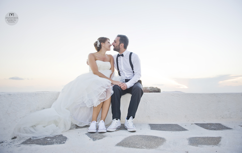 Santorini wedding- converse shoes