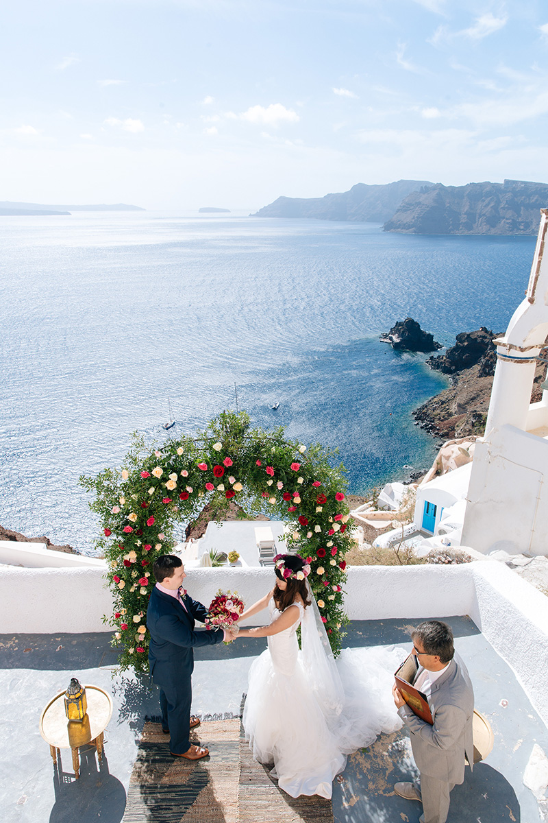 Santorini wedding -rose arch