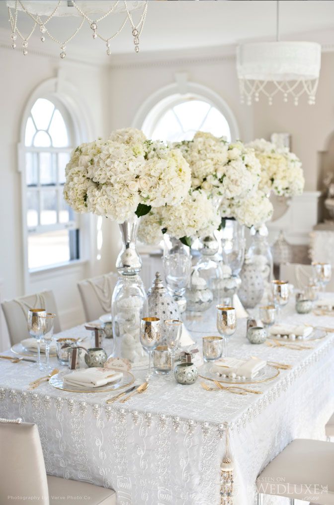  White Tall centerpiece | Santorini wedding inspiration