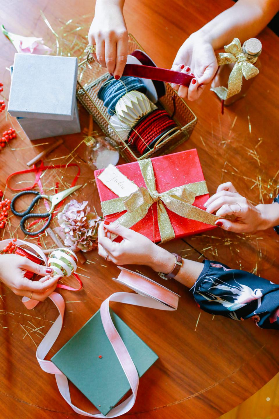 Christmas gift wrapping party