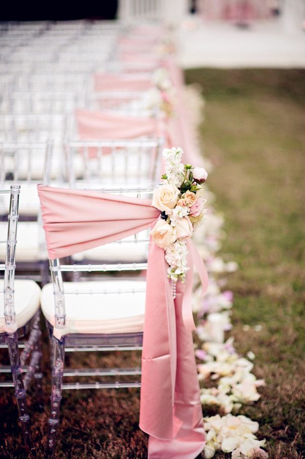 Wedding Aisle Inspiration-robbons & flowers