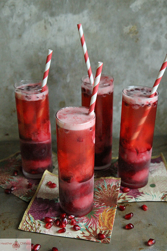 Raspberry-Pomegranate Champagne Cocktail