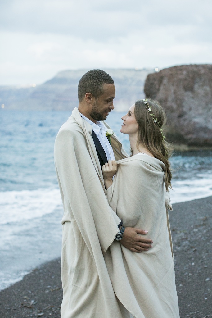 Boho styled wedding in Santorini-beach wedding