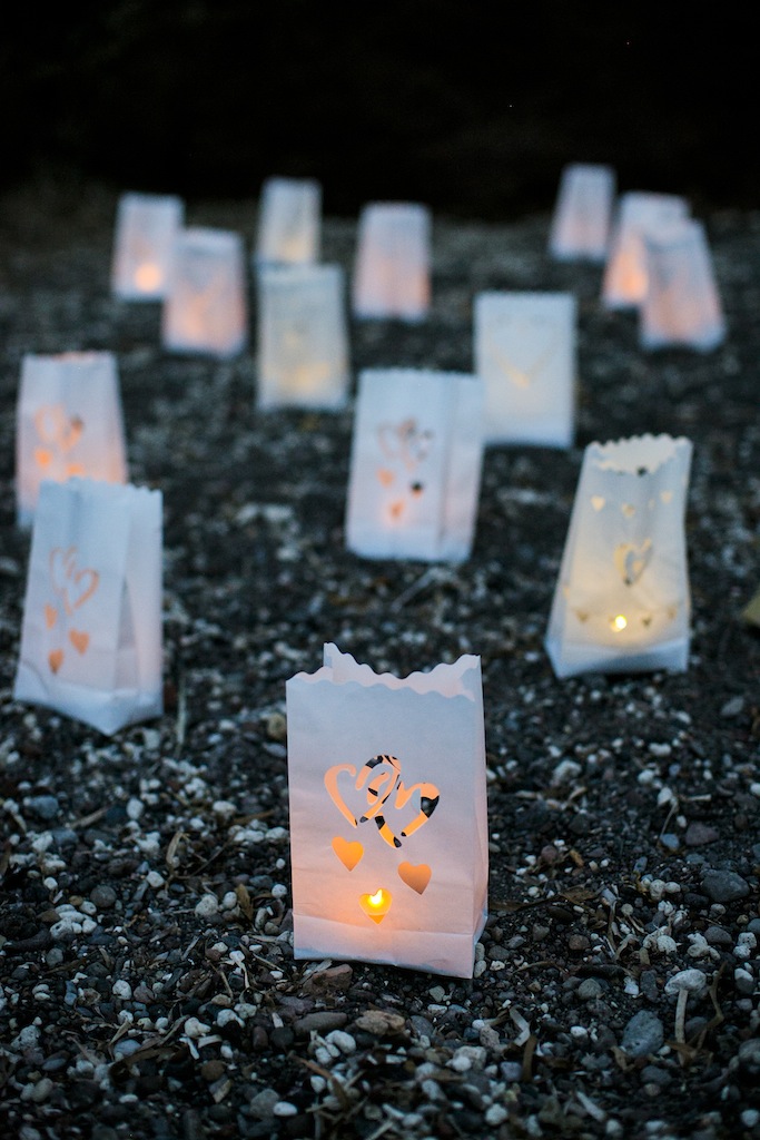 Santorini beach wedding-paper lantern