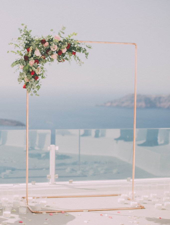 Industrial wedding arch- Tie the knot in Santorini