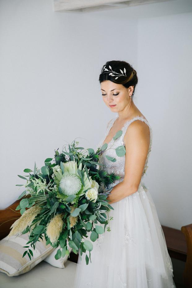 Protea & pampas grass wedding  bouquet 