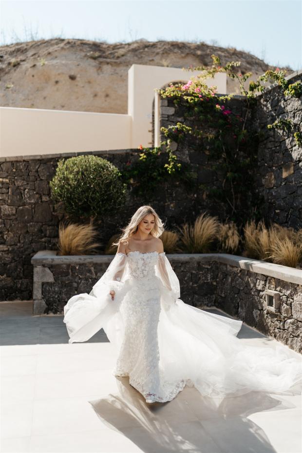 Santorini wedding-millanova dress