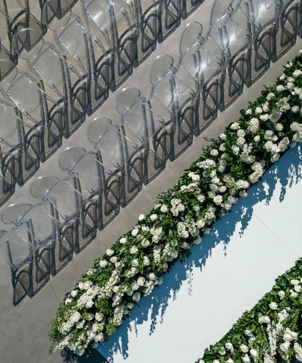 Wedding ceremony in Greece - aisle flowers