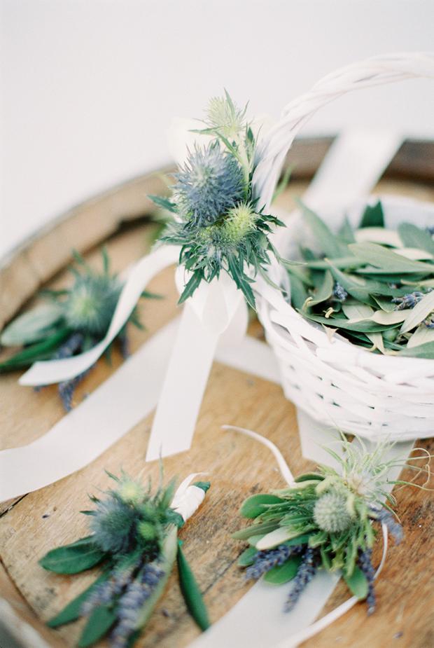 Blue thistle, lavender & olive leaves - Traditional Greek wedding
