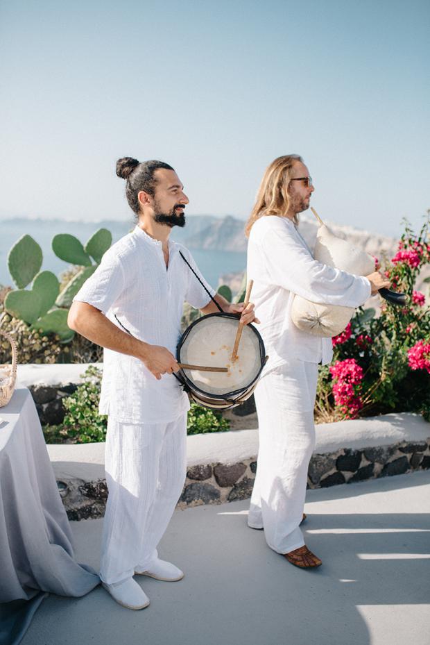 Traditional Greek musicians - Santorini wedding