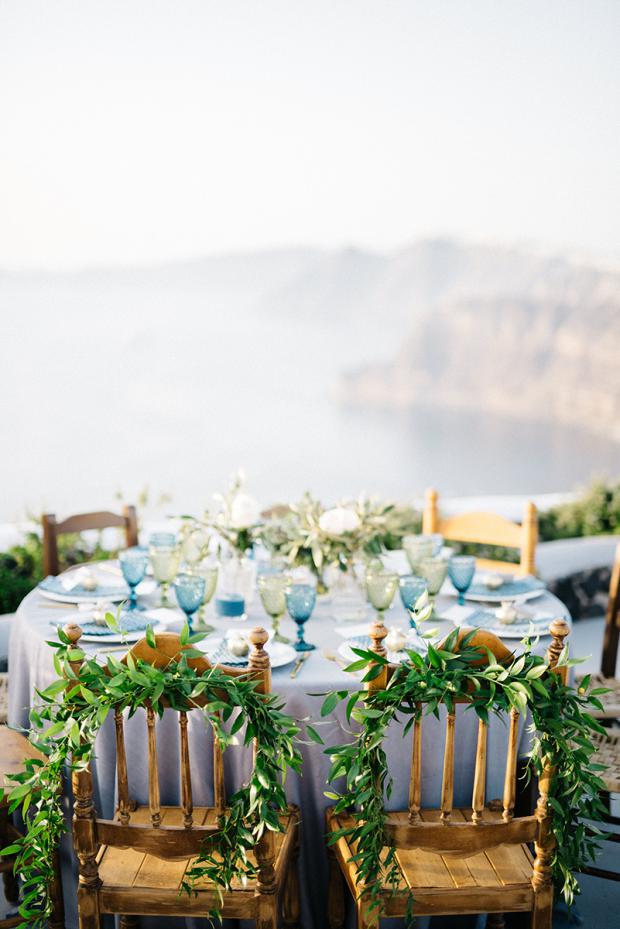 Bride and groom chairs - bohemian wedding in Greece