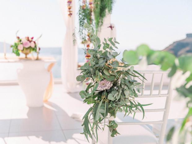 Greenery and flowers wedding aisle 