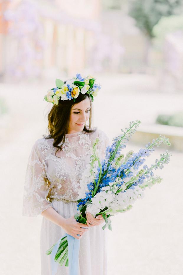 Blue & white bridal bouquet- Tuscany wedding 
