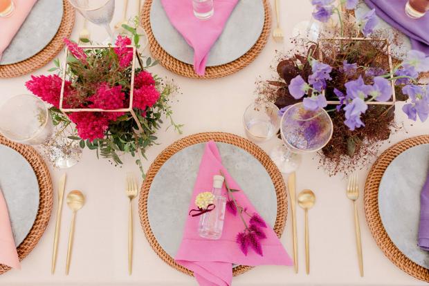 colourful wedding tablescape 