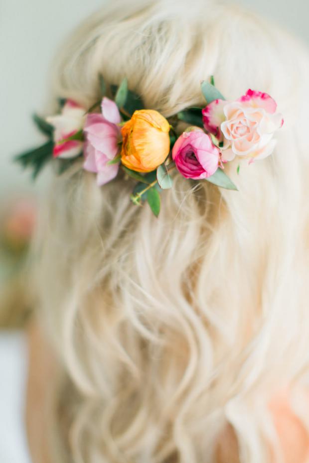 Bridal hair style- half flower wreath