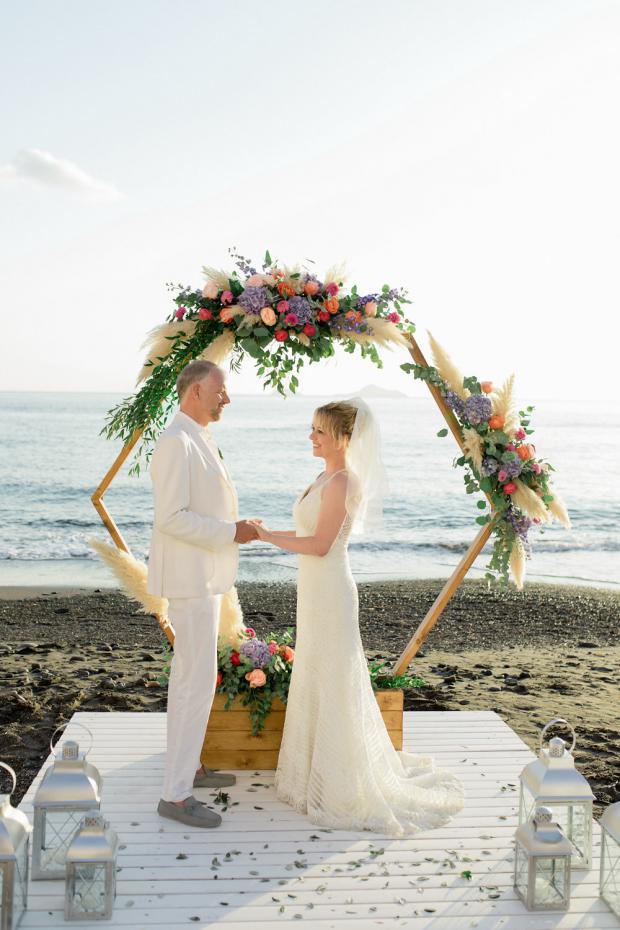 Beach wedding in Greece- Hexagonal arch