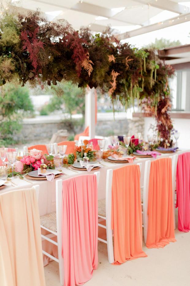Colourful ombre wedding reception