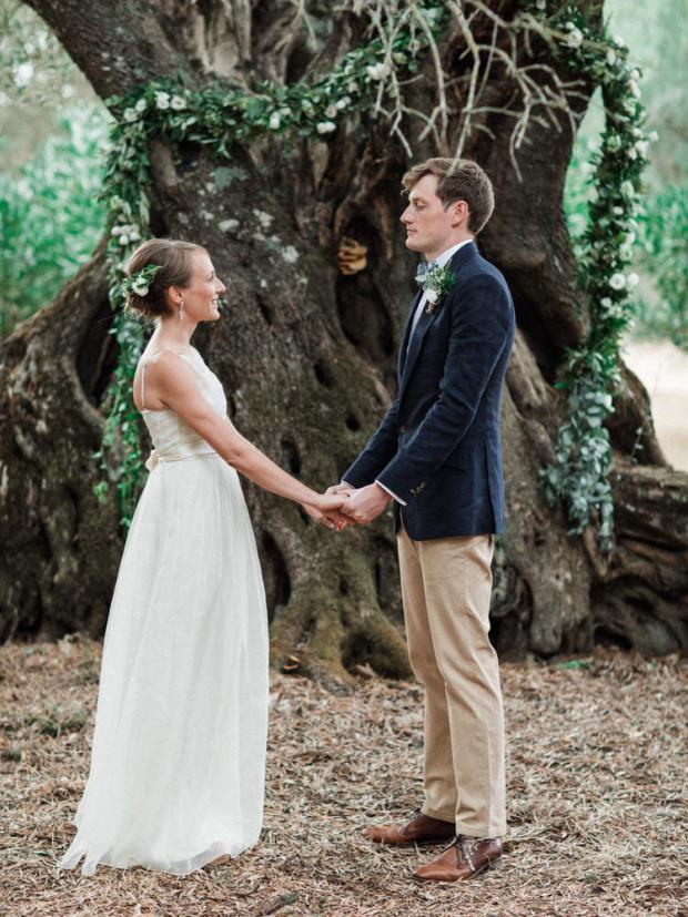 Wedding ceremony under an ancient olive tree in Greece
