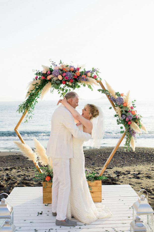Beach wedding in Greece- Hexagonal arch