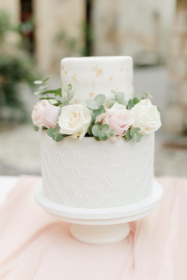 grey and blush wedding cake