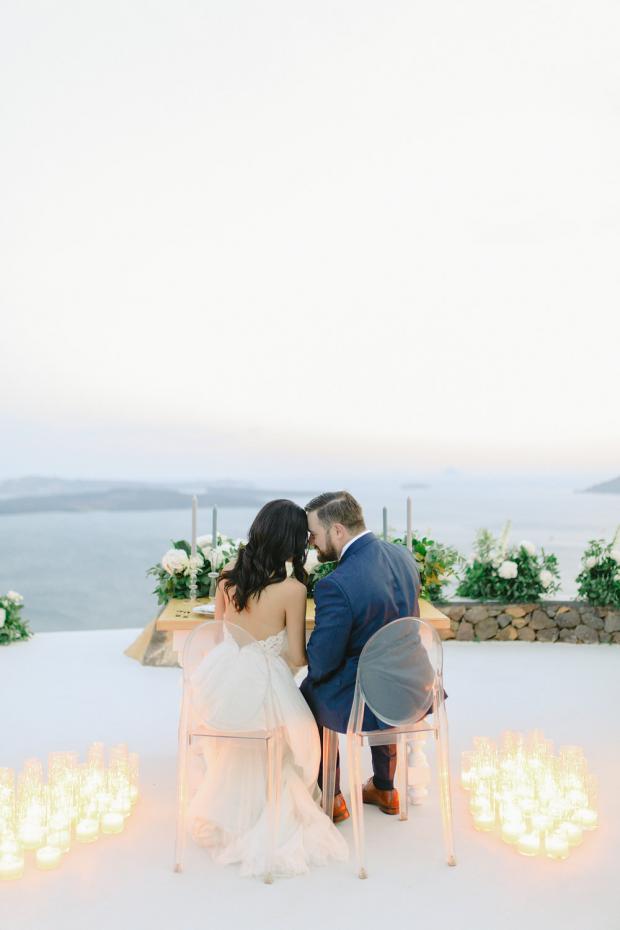 Candle lit dinner- Greece elopement 