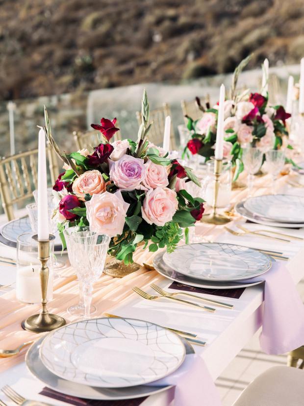 pecah, pink and burgundy tablescape 