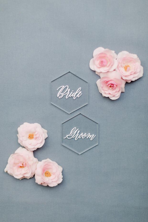 wedding stationery- plexiglass place cards
