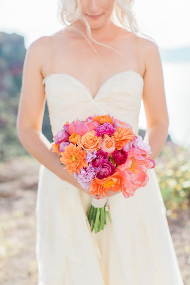 Bridal bouquet-pink and orange peonies