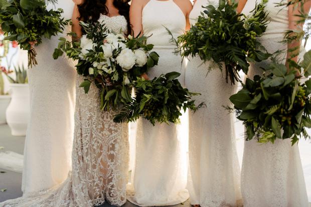 Bridesmaids bouquets greenery only