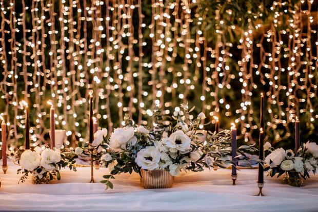 Fairylights  wedding dinner in the woods , Portugal l 