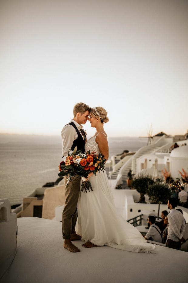 Modern destination wedding in Santorini