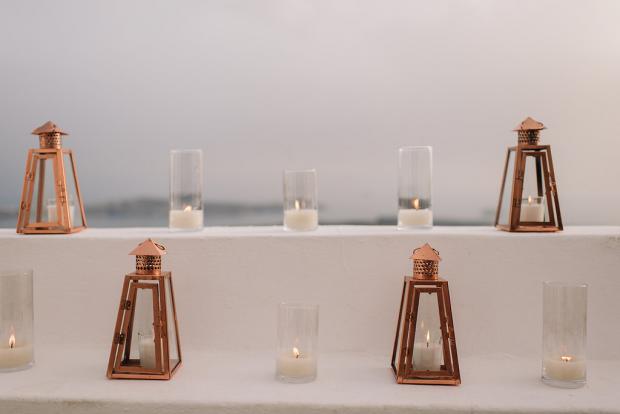 Copper lanterns and candles 