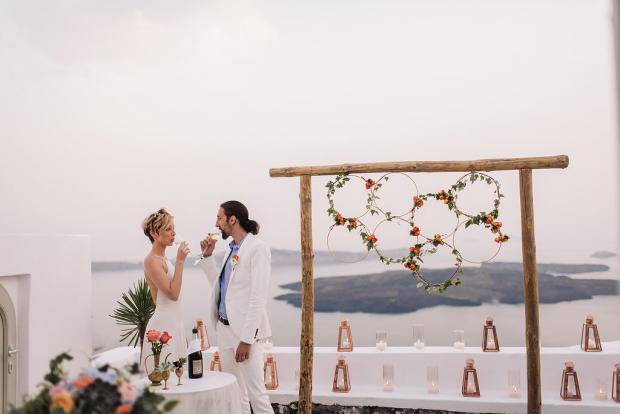 Bohemian and modern wedding in Greece