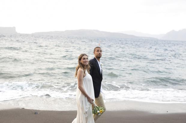 Santorini bohemian beach wedding