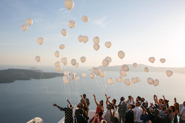 Santorini wedding- Wishing balloons