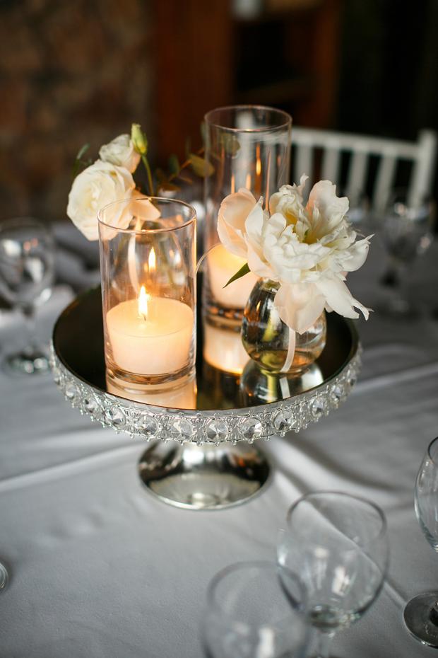 White and silver centerpiece