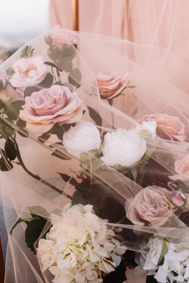 Flowers covered in tulle