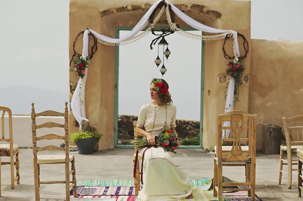 Boho wedding in Santorini- wedding ceremony