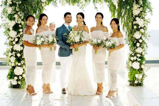All white, elegant destination wedding  in Greece