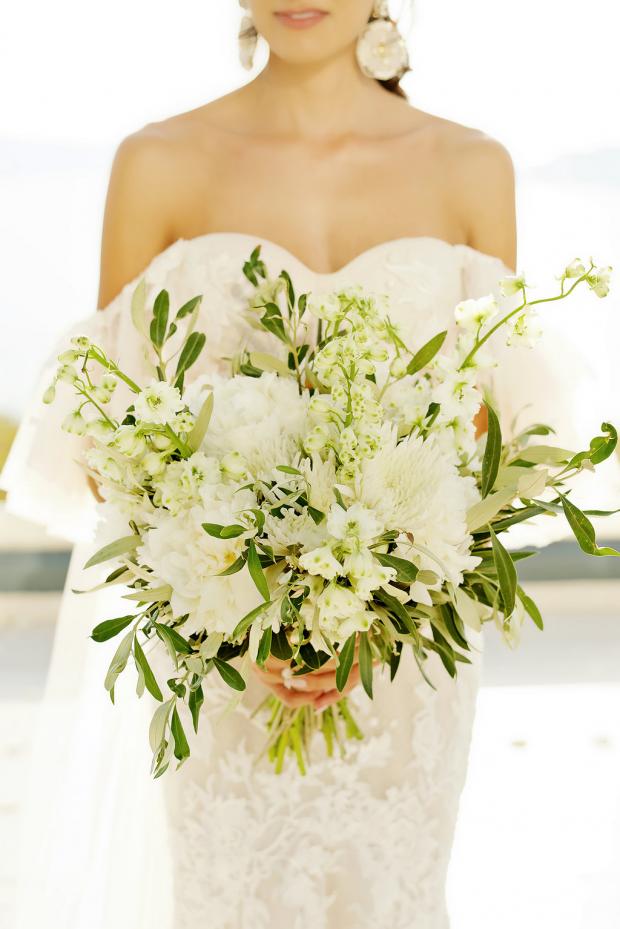 All white peony bouquet 