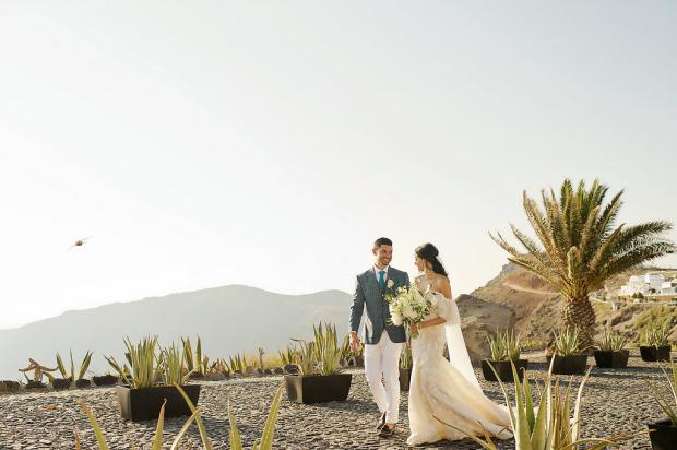 All white, elegant destination wedding  in Greece