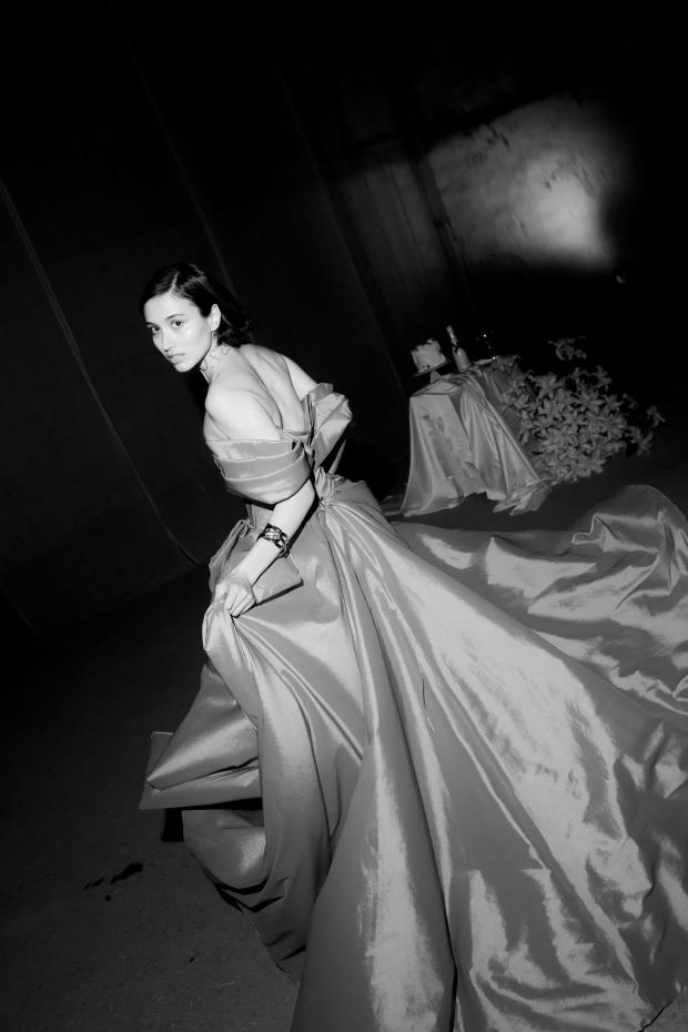 Giant flower wedding in Greece - Red Dress