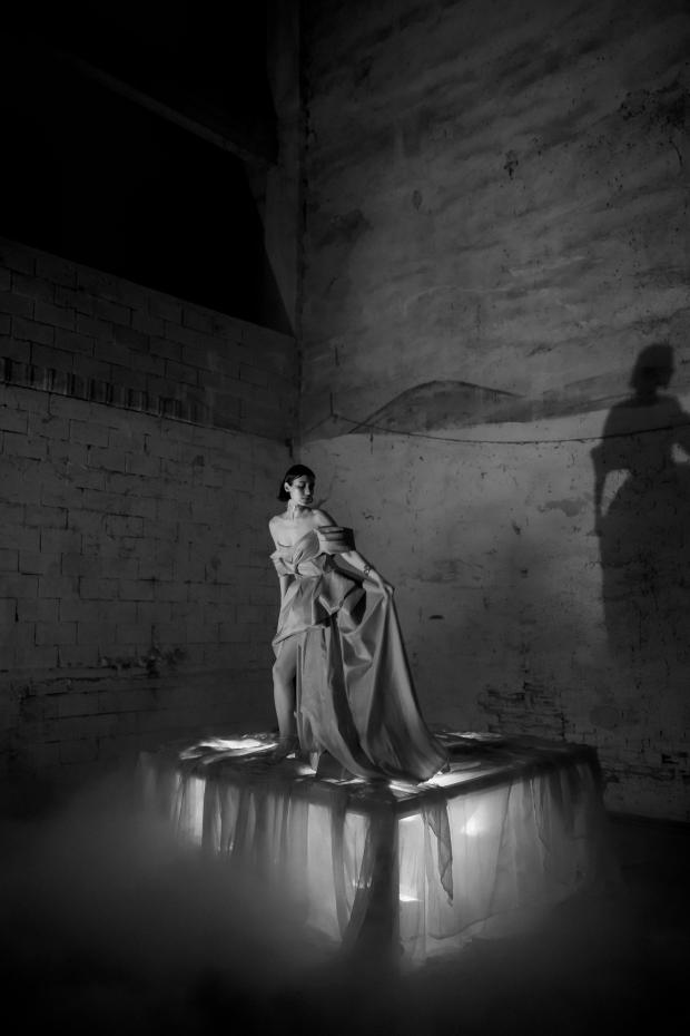 Giant flower wedding in Greece - Red Dress