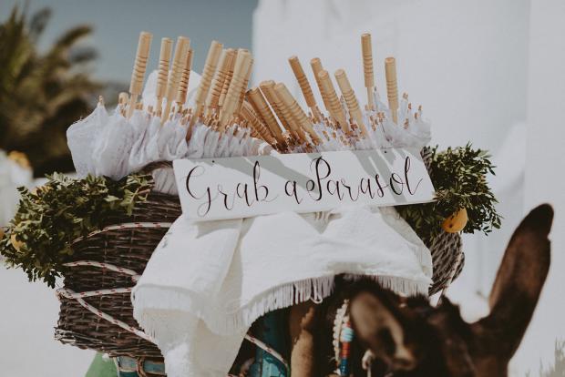 Wedding in Greece- Grab & parasol donkey