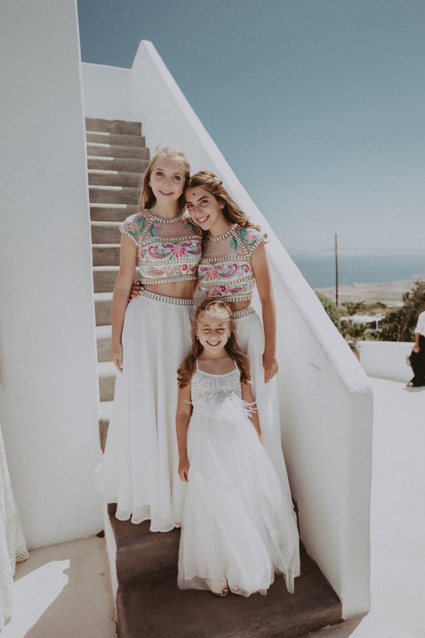 Beautiful bridesmaids- Santorini wedding 