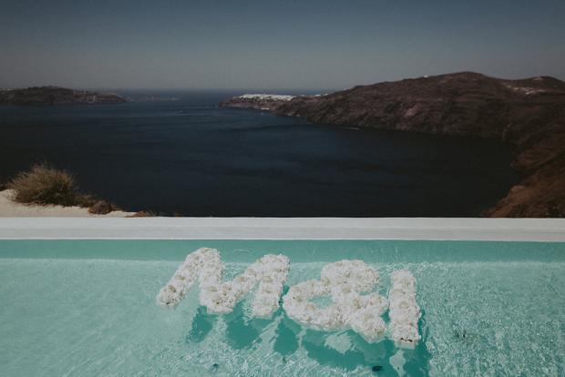Floating  flower initials - Wedding in Greece and Italy
